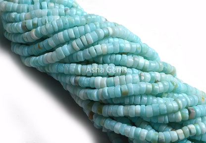 6 mm Sky Blue Opal Smooth Round Tyre Shape Beads, Peru Opal Plain Handmade Flat Tyre Gemstone Beads, Blue Peru Opal Beads Jewelry Craft SALE