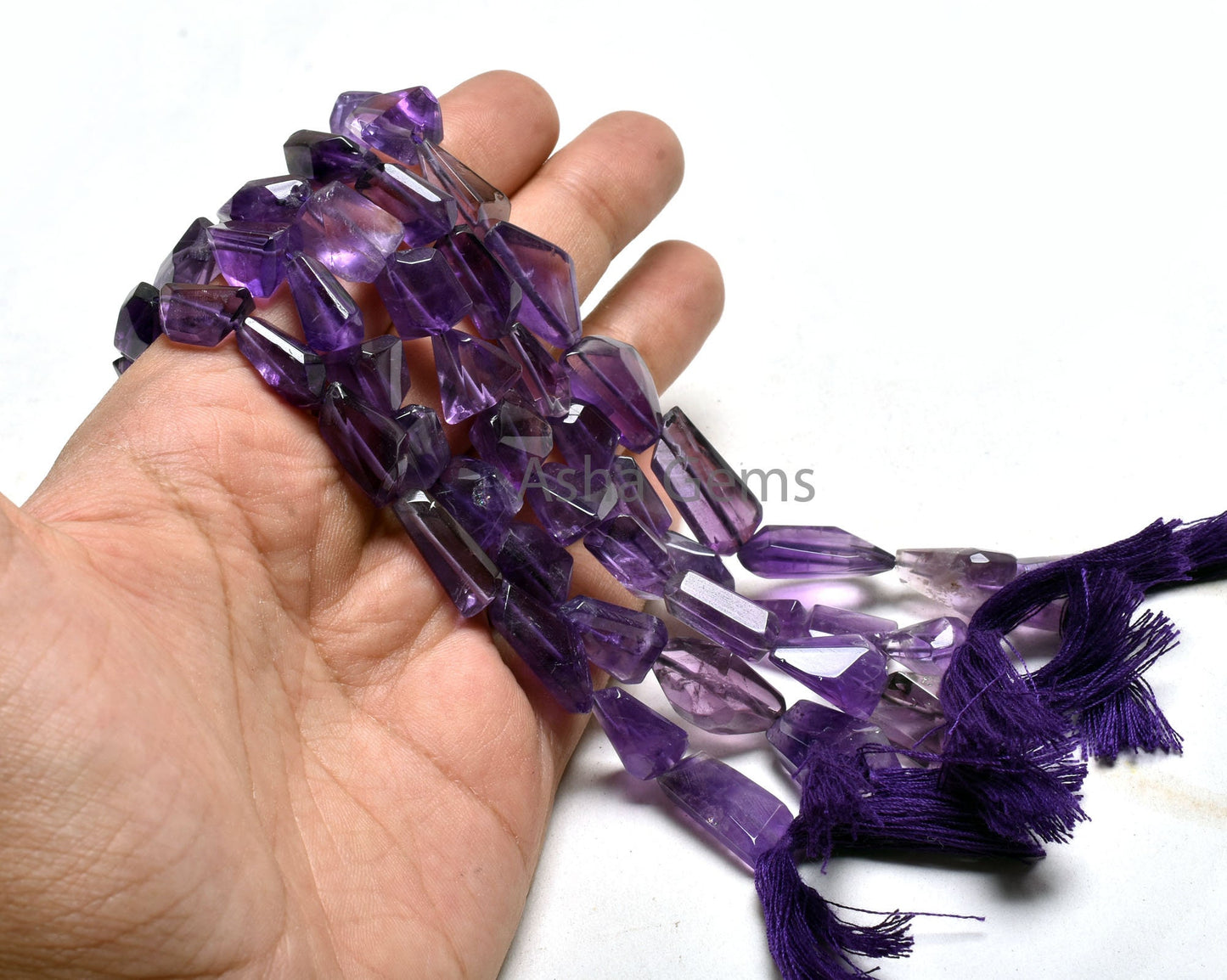 Natural African Amethyst Faceted Nugget Shape Beads,9" Strand Purple Amethyst Handmade Indian Cut Faceted Nugget Gemstone Bead Jewelry Craft (AG 22237)