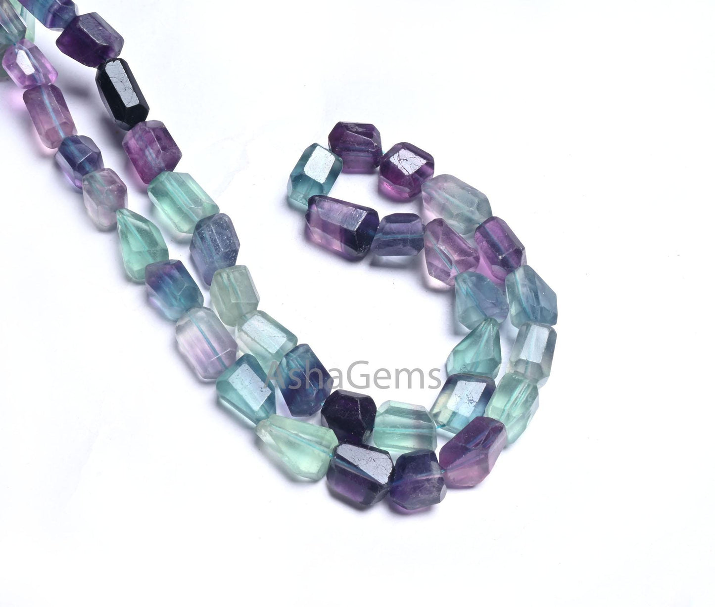Fine Multi Fluorite Faceted Nugget Gemstone Beads, Multi Green Purple Fluorite Indian Cut handmade Tumble Fluorite Beads Jewelry Crafts SALE