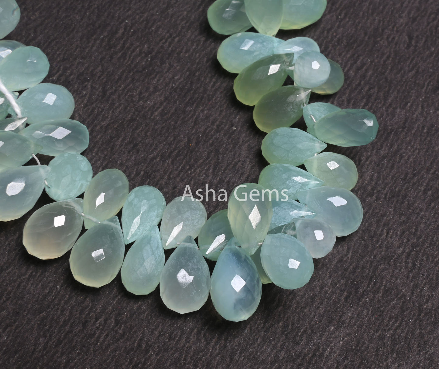 AAA Quality Sea Green Chalcedony Silver Coated Drops Gemstone Beads, Both Side Loop Chalcedony Faceted Teardrop Briolette Jewelry Craft SALE