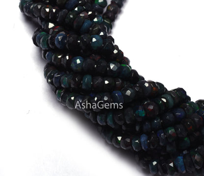 AAA Multi Blue Ethiopian Opal Faceted Rondelle shape Beads, Natural Flashy Welo Fire Ethiopian Opal Gemstone Bead Opal Indian Cut Beads SALE