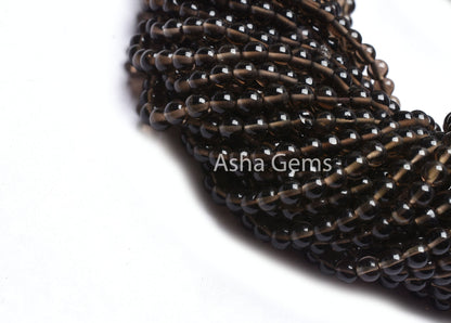 AAA Smoky Quartz Smooth Round Shape Beads,4.5-5 mm Natural Smoky Round Ball Gemstone Beads,13" Strand Smoky Beads Jewelry Making Crafts SALE