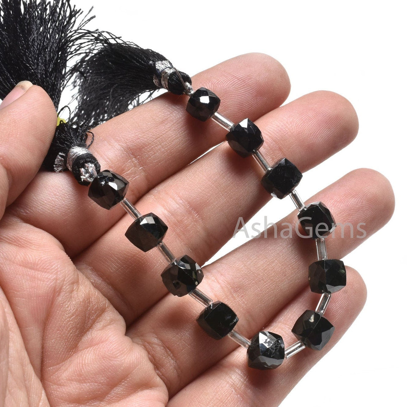 AAA Quality Black Spinel Faceted 3D Cube Box Beads, Natural Black Spinel Cube Gemstone Loose Beads,5" Black Spinel Beads Jewelry Crafts SALE