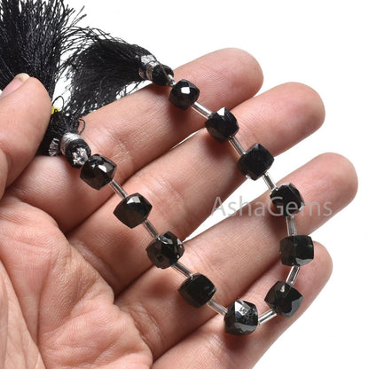 AAA Quality Black Spinel Faceted 3D Cube Box Beads, Natural Black Spinel Cube Gemstone Loose Beads,5" Black Spinel Beads Jewelry Crafts SALE
