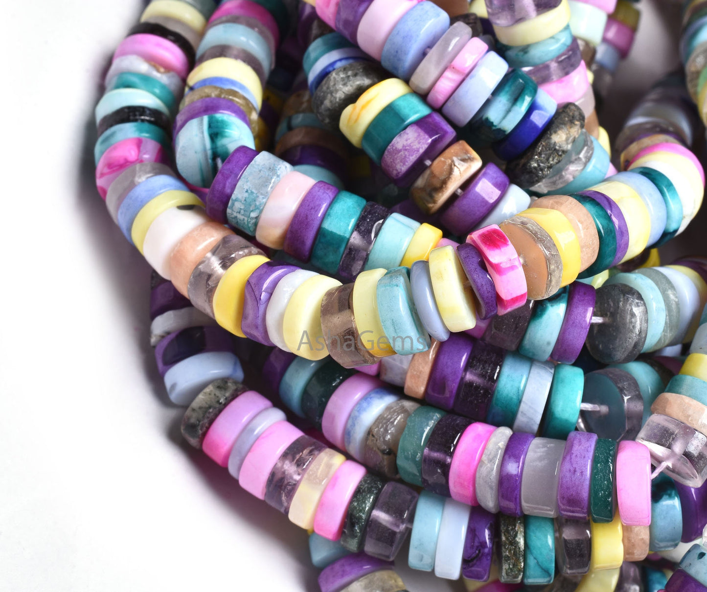 beautiful Mix gemstone Smooth Tyre Shape beads,8 mm Multi Color stone Disco plain Handmade Heishi tyre Beads, disco beads For Jewelry Crafts
