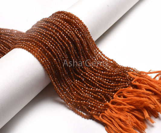 AAA Quality Natural Hessonite Machine Cut Beads,3.25 mm Brown Hessonite Garnet Micro Cut Faceted Rondelle Gemstone Bead Hessonite Jewelry