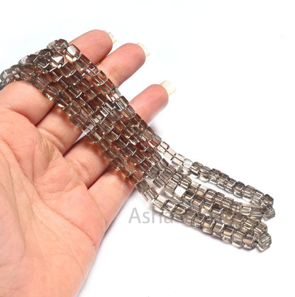 Fine Quality Smoky Quartz Smooth 3D Cube Box Shape Beads, Natural Light Grey Smoky Handmade Cube Box Gemstone Bead Jewelry Making Craft SALE