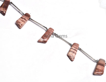Natural Brown Jasper Fancy 7 Shape Uneven Smooth Beads, Picture Jasper Smooth Handmade Side Drill Fancy Long Slice Gemstone Beads Handicraft