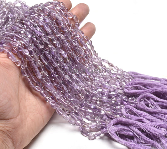 13" Beautiful Pink Amethyst Smooth Nugget Shape Bead,5-8.5mm Fine Pink Amethyst Tiny Tumble Straight Drill handmade Beads Jewelry handicraft