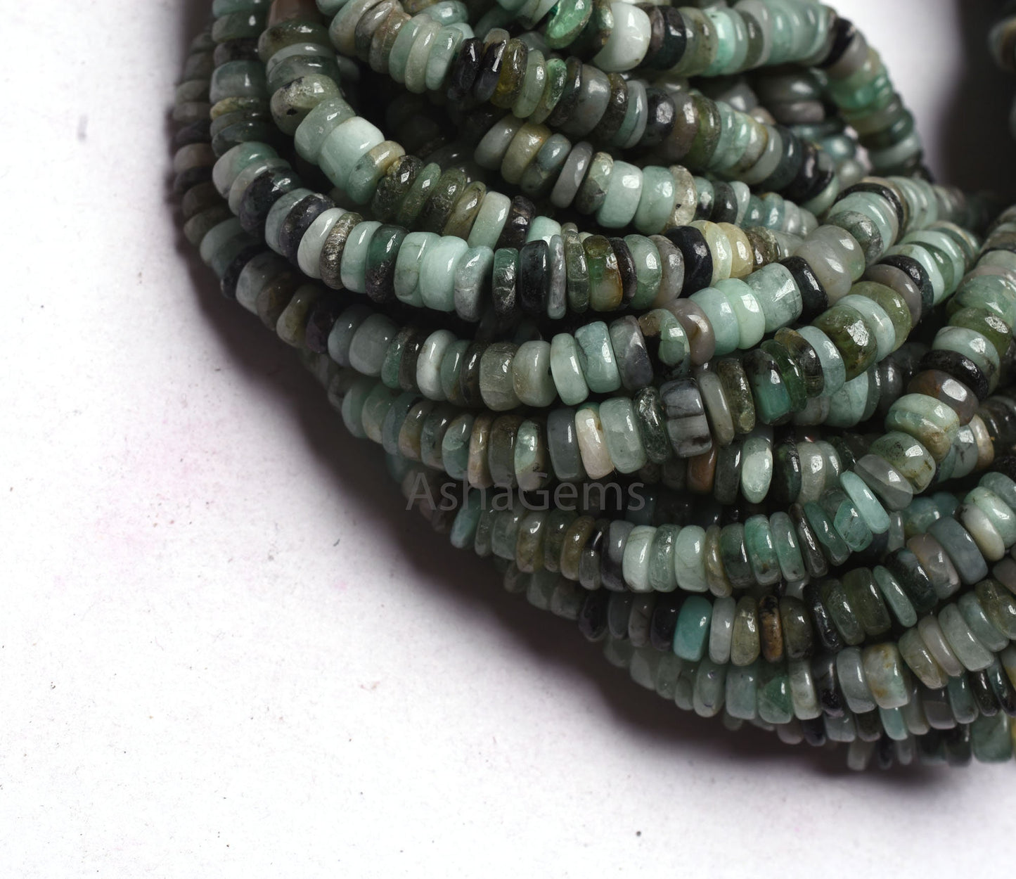 Emerald Smooth Tyre Shape Beads Gemstone Natural Emerald Beads,8/ 16" Strand Shaded Green Emerald smooth Handmade Wheel Beads Jewelry Crafts
