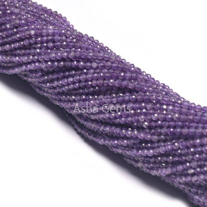 Fine Quality African Amethyst Faceted Rondelle Beads 2.5 mm Natural Purple Amethyst Micro Cut Beads,12.5"Amethyst Gemstone Bead Jewelry SALE