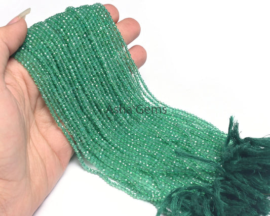 Beautiful Natural Green Onyx Micro Cut Rondelle Faceted Gemstone Beads 2.5 mm,AAA Quality Onyx Faceted Roundelle Bead Jewelry Making Crafts
