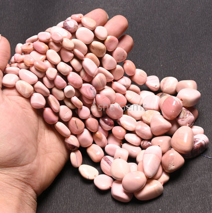Beautiful Pink Opal Smooth Nugget Gemstone Loose Beads, Fine Shaded Pink Opal Handmade Tumble Plain Graduation Size beads Necklace Jewelry (AG 22298)