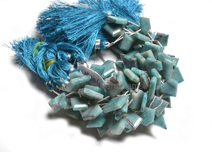 Beautiful Chrysocolla Fancy Uneven Silce Shape Faceted Gemstone Beads, Natural Blue Chrysocolla Table Cut Flat Side Drill Bead Jewelry Craft