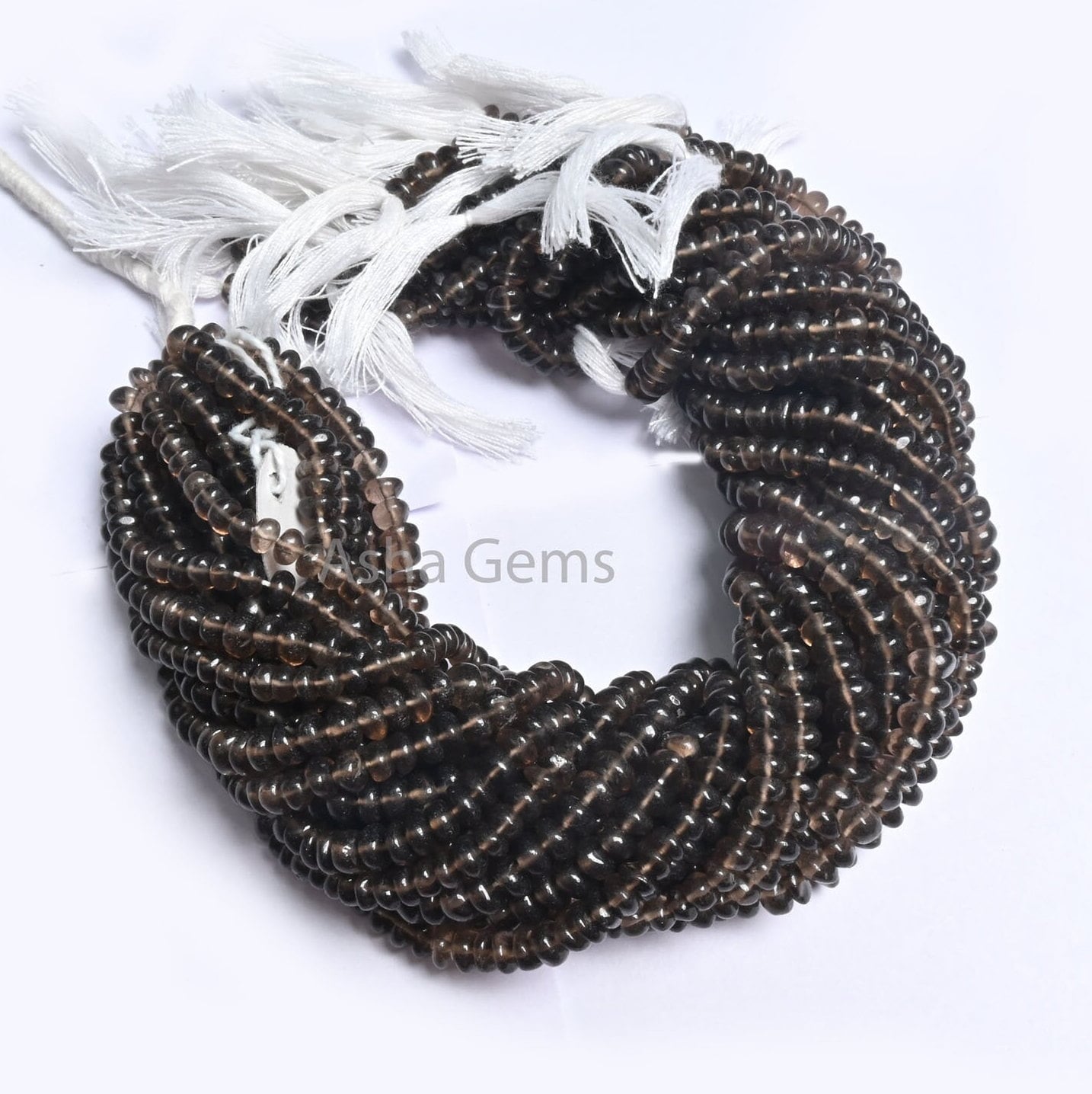 Fine Quality Smoky Quartz Smooth Rondelle Shape Beads, Natural Black smoky Plain Handmade Gemstone Bead Smoky Bead Jewelry making Craft SALE
