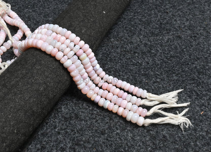 Beautiful Light Pink Opal Smooth Rondelle Shape Beads,8-9 mm Fine Shaded Pink Opal Plain Handmade Gemstone Opal Beads Jewelry Necklace Craft