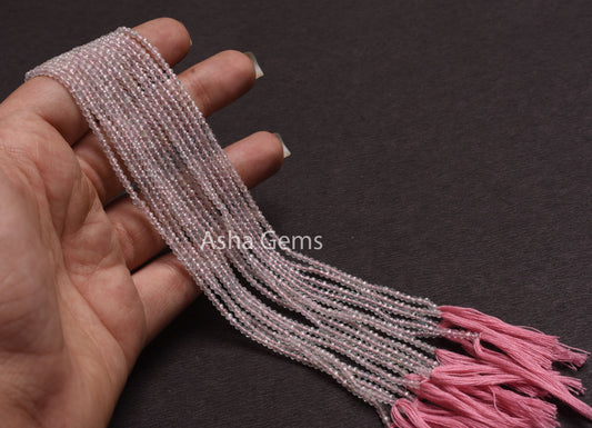 2.25 mm Natural Morganite Faceted Rondelle Beads, AAA Pink Aquamarine Beads Machine Cut Real Morganite Micro Cut Gemstone Bead Jewelry Craft