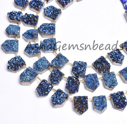 Titanium Mystic Blue Coated Druzy Fancy Gate Shape Gemstone Loose Beads, Drusy Fancy Shape Raw Slice Titanium Druzy Beads Jewelry Craft SALE