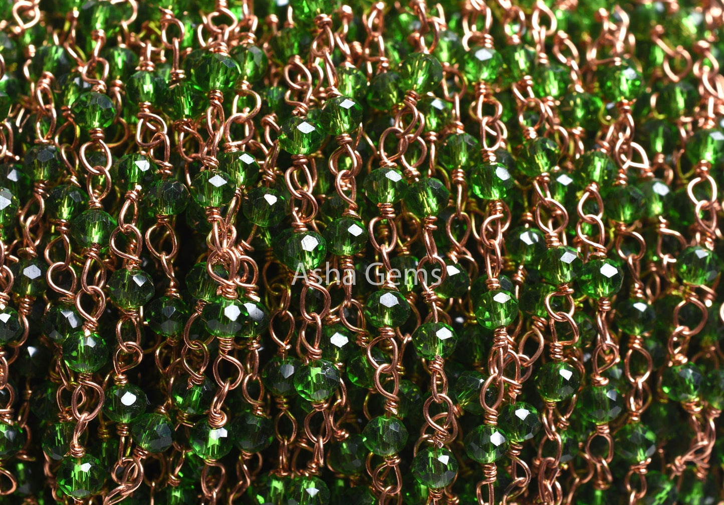 Beautiful Green Peridot Hydro Faceted Rondelle Beads Rosary Chain Rose Gold Plated Wire Wrap Handmade Chains Jewelry Making Necklace Crafts
