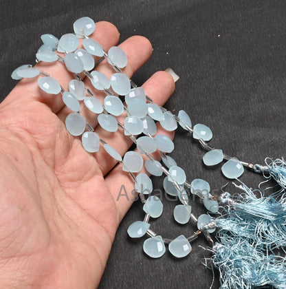 AAA Quality Aqua Chalcedony Color Hydro faceted Heart Beads,8" Aqua Blue Hydro Heart Briolette Checker Cut Beads For Jewelry Handicraft SALE