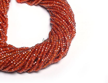 3 mm Beautiful Orange Zircon Micro Cut Rondelle Gemstone Bead,12.5" Wine Orange Cubic Zirconia Machine Cut Beads Jewelry Necklace Craft SALE