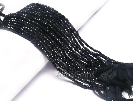AAA Black Onyx Rondelle Shape Indian Machine Cut Beads, Beautiful Onyx  Faceted Gemstone Black Onyx Beads Jewelry Making Craft Necklace SALE