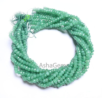 6 mm Beautiful Green Jade faceted Rondelle Beads,7/14" Fine Tree Green Jade Quartz machine cut Gemstone Loose Bead Jewelry Making Craft SALE