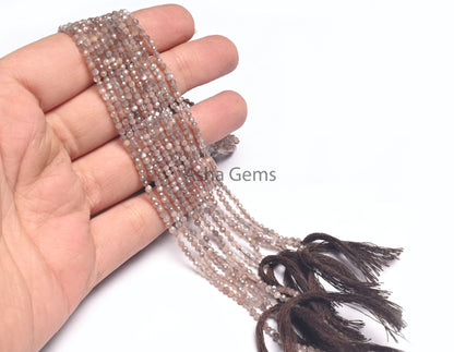13"Strand Natural Chocolate Moonstone Micro Cut Rondelle Faceted Gemstone Beads, AAA Chocolate Moonstone Tiny Bead Jewelry Making Craft Sale
