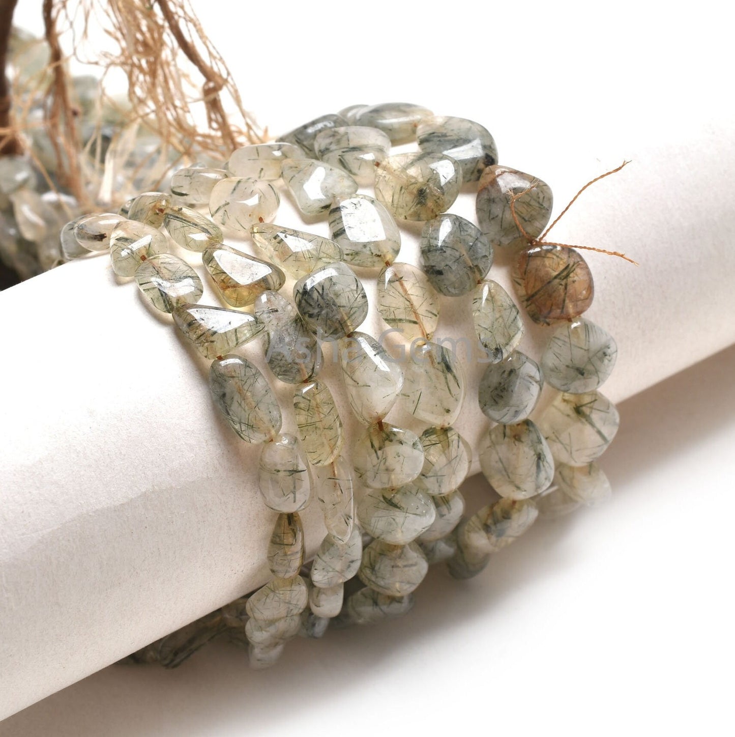 Natural Rutile Smooth Handmade Nugget Shape Gemstone Beads,8/16" Strand Shaded Rutile Plain Tumble Straight Drill Beads Jewelry Handicrafts