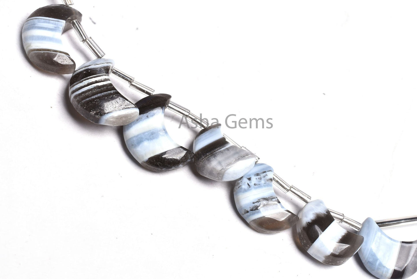 Blue Boulder Opal Carving Half Moon Beads,9-16mm Boulder Opal Fancy Moon Side Drill Gemstone Smooth Beads, Blue Opal Bead Jewelry Craft SALE