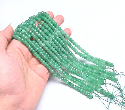 6 mm Beautiful Green Jade faceted Rondelle Beads,7/14" Fine Tree Green Jade Quartz machine cut Gemstone Loose Bead Jewelry Making Craft SALE