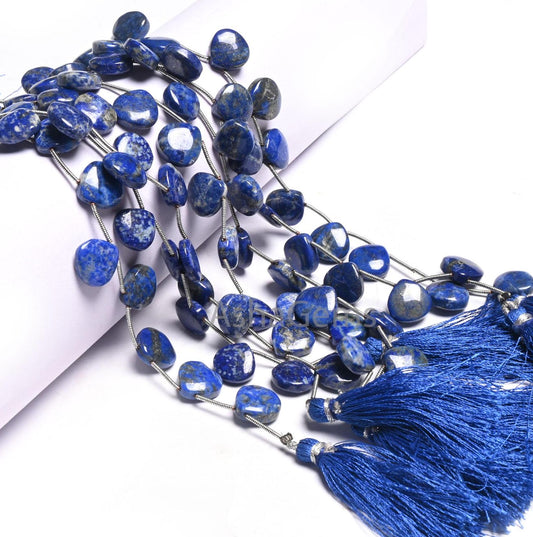 Beautiful Blue lapis Lazuli Smooth Heart Shape Beads, Natural Lapis Plain handmade Heart Side Drill Gemstone lapis Bead Jewelry making Craft
