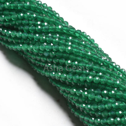 AAA Quality Green Onyx Micro Faceted Round Ball Gemstone Beads,3.2 mm American Green onyx Machine Cut Round Ball Beads Onyx For Jewelry SALE