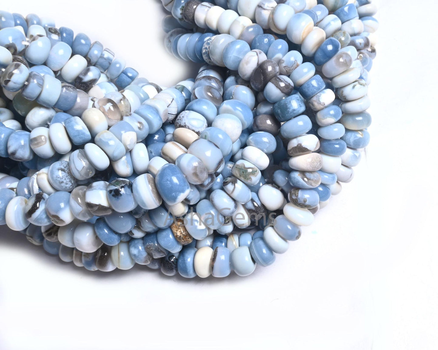 Blue Boulder Opal Smooth Rondelle Shape Gemstone Beads, Fine Blue Opal Beads Strand Boulder Opal Plain Handmade Gemstone Beads Jewelry SALE  (AG 12319)