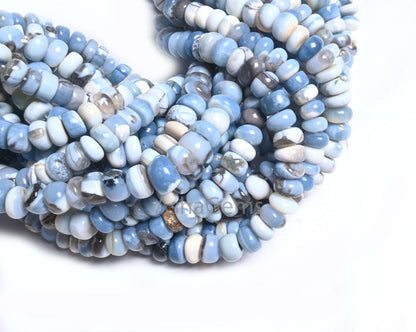 Blue Boulder Opal Smooth Rondelle Shape Gemstone Beads, Fine Blue Opal Beads Strand Boulder Opal Plain Handmade Gemstone Beads Jewelry SALE  (AG 12319)