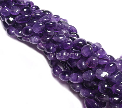 Purple African Amethyst Smooth Nugget Shape Beads, Natural Amethyst Handmade Tumble Gemstone Loose Beads, Amethyst Necklace Jewelry makings (AG 22302)