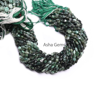 Beautiful Shaded Green Emerald Smooth Oval Gemstone Loose Beads,12.5" Natural Sakota Emerald Handmade Uneven Oval Emerald Beads Jewelry SALE