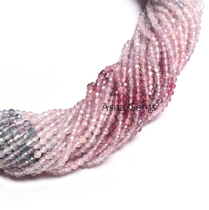 2.7mm Natural Multi Spinel Micro Cut Faceted Gemstone Loose Beads, Genuine Spinel Machine Cut Rondelle Beads, Fine Real Spinal Beads Jewelry