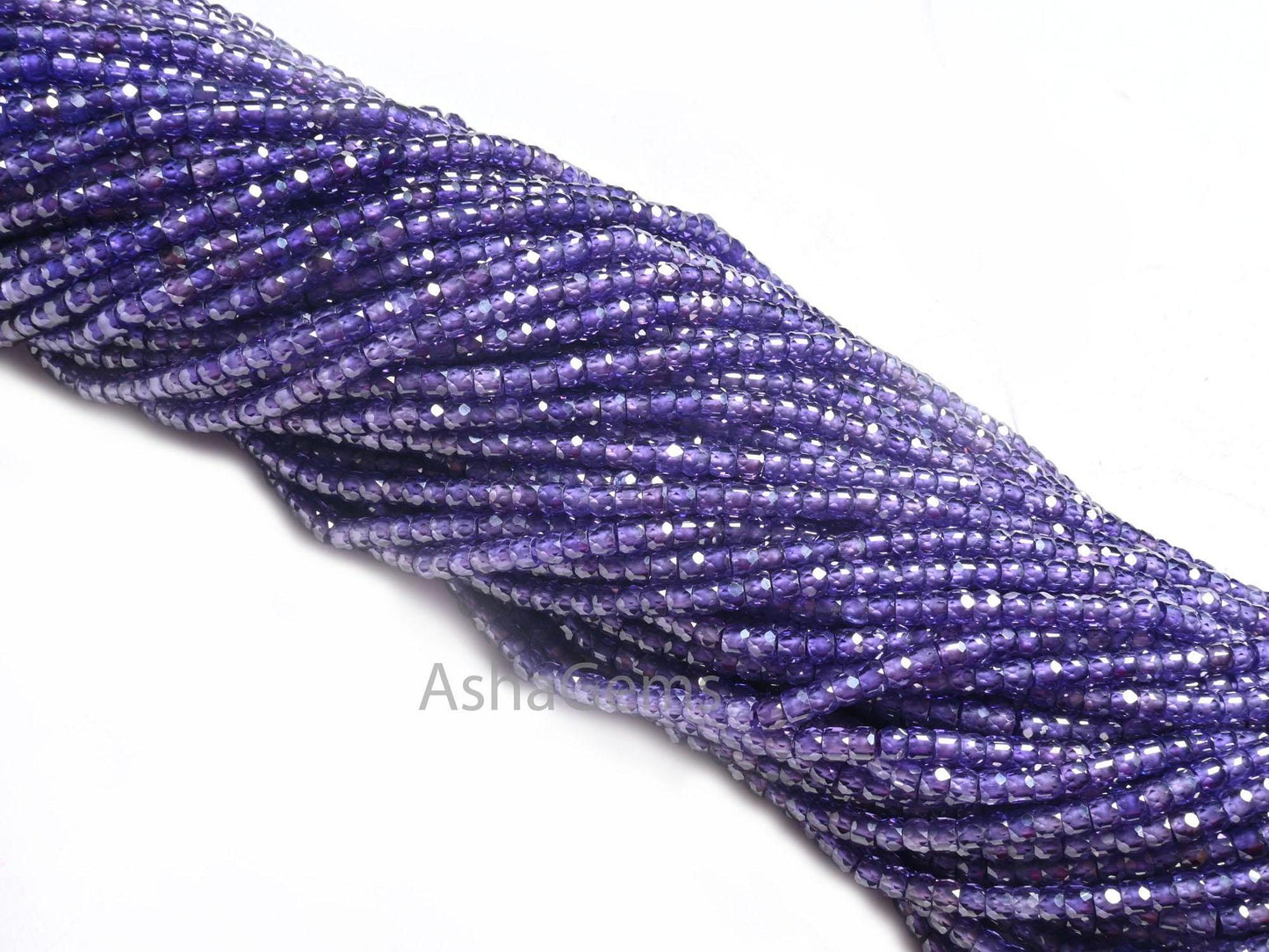 AAA Purple Color Zircon Micro Faceted Machine Cut Beads,3.2 mm Ink Blue Zircon Faceted Rondelle Beads, Cubic Zircon Beads Jewelry Craft SALE