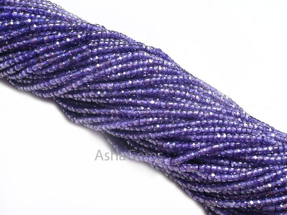 AAA Purple Color Zircon Micro Faceted Machine Cut Beads,3.2 mm Ink Blue Zircon Faceted Rondelle Beads, Cubic Zircon Beads Jewelry Craft SALE