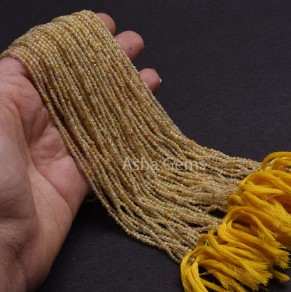 AAA Quality Golden Rutile Micro Cut Gemstone beads 2 mm Natural Rutile Machine cut Faceted rondelle beads, Golden Yellow Rutile Bead Jewelry