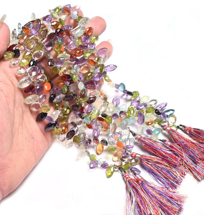 AAA Beautiful Mix Color Stone Fancy Marquise faceted Beads, Natural Multi Gemstone Disco Marquise Briolette Side Drill Bead for Jewelry SALE (AG 18645)