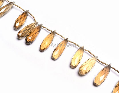 Fine Bear Quartz Fancy Long Drops Faceted Gemstone Beads,6.5-23 mm Natural Bear Quartz Side Drill Teardrop Briolette Bead Jewelry Craft SALE