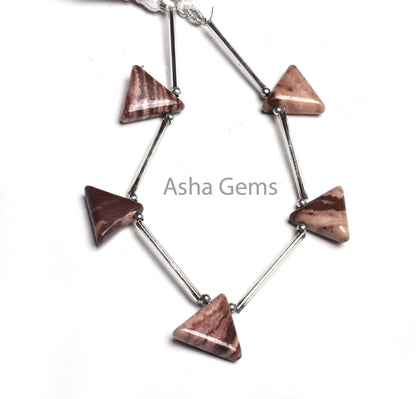 Beautiful Shaded Brown Jasper Smooth Triangle Beads, Natural Picture Jasper Handmade Trillion Shape Side Drill Gemstone Bead Jewelry Makings