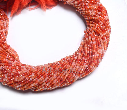 Beautiful Orange Carnelian Micro Faceted Beads,2 mm, Natural Carnelian Rondelle Shape Micro Cut Bead, Carnelian Shaded Beads, Jewelry Making