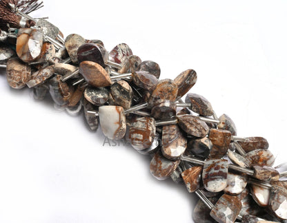 Beautiful Wood Agate Fancy Gate Shape Gemstone Beads, Natural Moss Agate Faceted Briolette Side Drill Agate Beads Jewelry Making Crafts SALE (AG 18601)