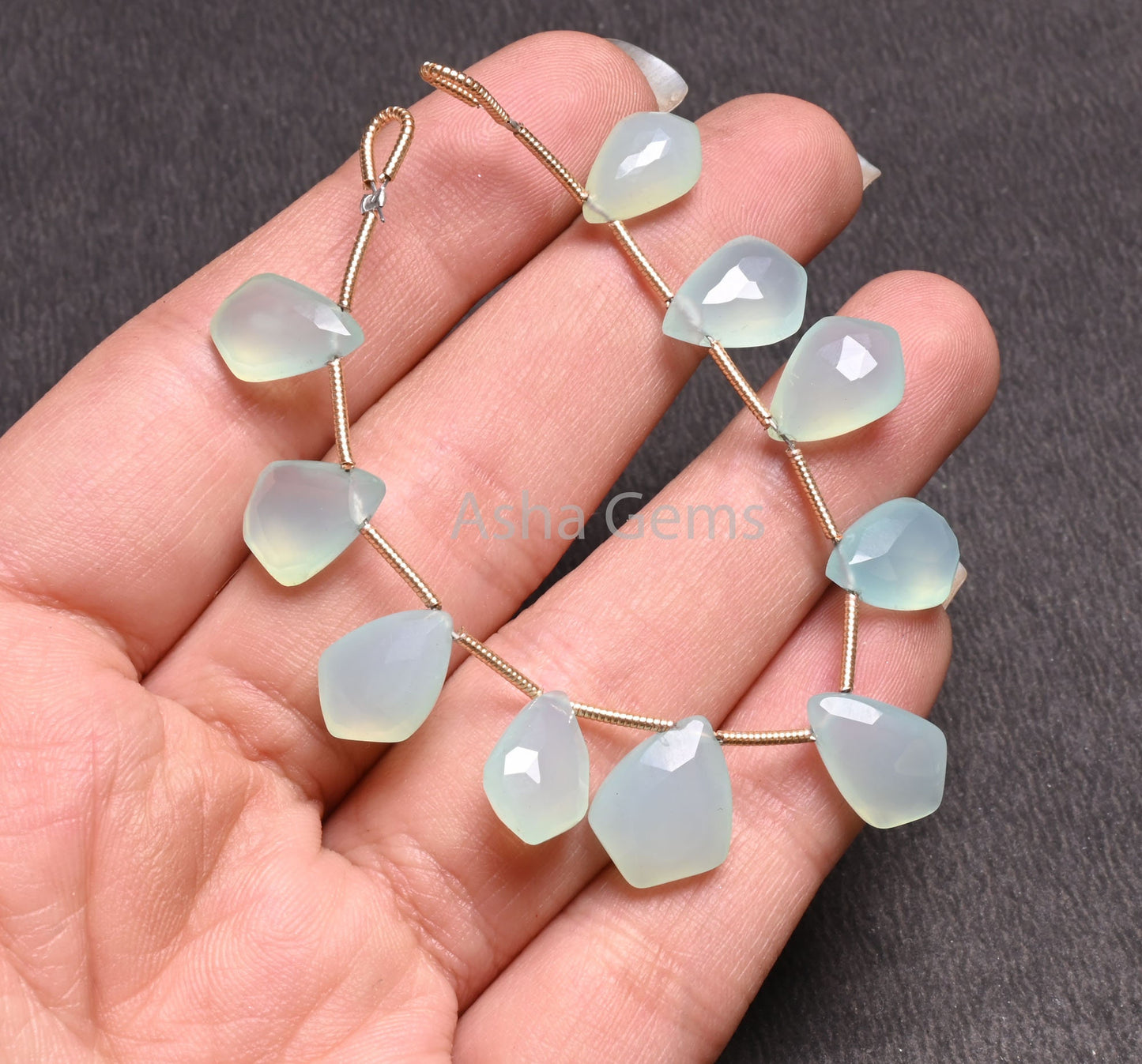 Beautiful Aqua Blue Chalcedony Fancy Shape Beads,10 Piece Strand AAA Chalcedony Faceted Side Drill Briolette Gemstone Beads Jewelry makings