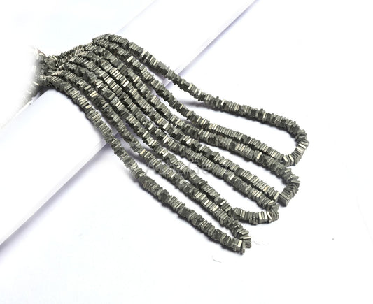 Beautiful Pyrite Smooth Heishi Square Shape Beads,5,5.5mm Natural Pyrite Gemstone Beads, Pyrite Plain Handmade Flat Square Bead Jewelry SALE