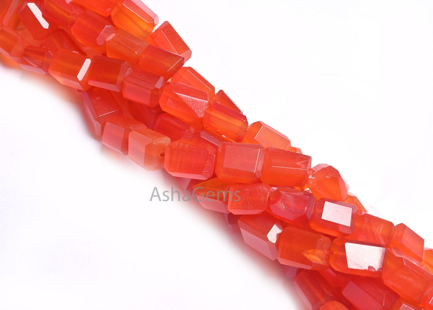 Beautiful Red Orange Chalcedony faceted Nugget Shape Handmade Beads, AAA Chalcedony Tumble Gemstone Indian Cut Chalcedony Beads Jewelry SALE