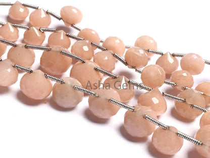 Fine Quality Peach Moonstone Faceted Onion Shape Beads,8"Strand Pink Monnstone Fancy Onion Briolette Side Drill Gemstone Bead Jewelry Crafts (AG 18536)
